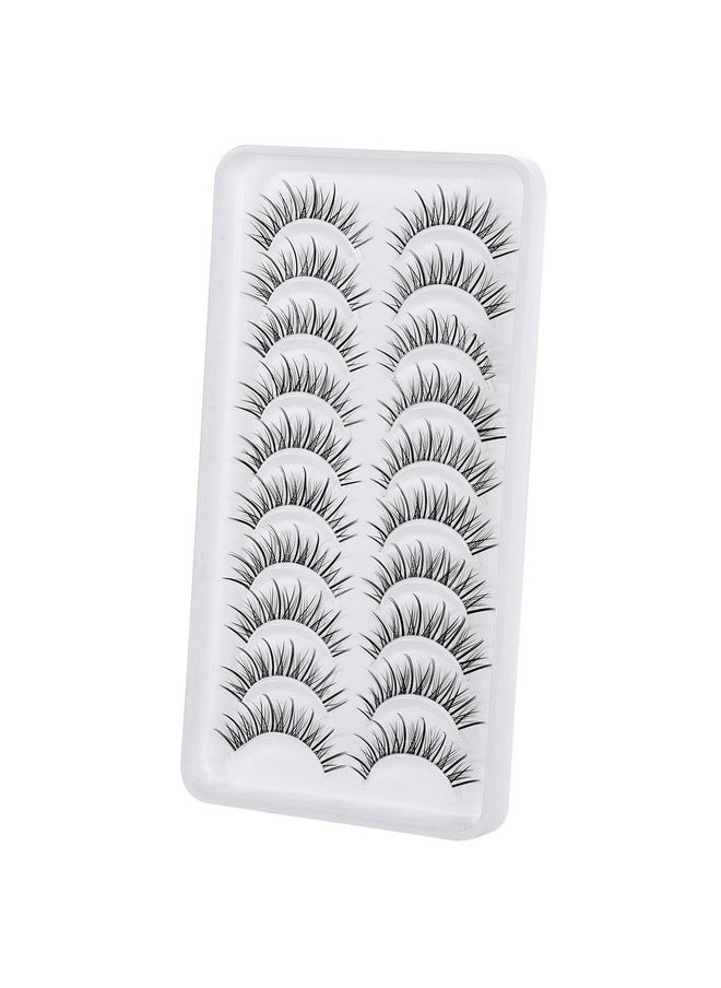 Ashes Natural Look Japanese Anime Lashes Korean Asian Wispy Spiky Lashes With Clear Band Short Fake Eyelash 10 Pairs Pack By Outopen