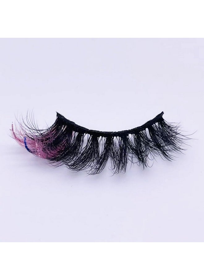 1 Pair Lashes With Pink Color Pink Glitter Manga Sparkly Highlight Lash Fairy Soft False Eyelash Fluffy Faux Mink Eyelashes 18 Mm Cosplay Party Tiktok Live