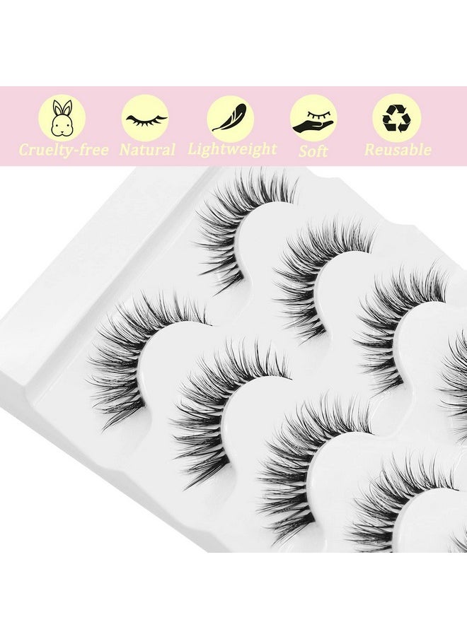 Lashes 5D Faux Mink Lashes 100% Handmade Luxurious Fake Eyelashes Lightweight Fluffy False Eyelashes 5 Pairs Pack (G2)