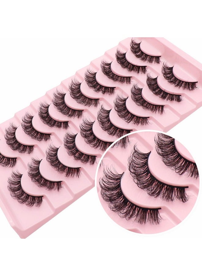 Eyelashes Dd Curl Russian Strip Lashes Wispy False Eyelashes That Like Lash Extensions 10 Pairs Soft Fake Lashes Pack (D03)