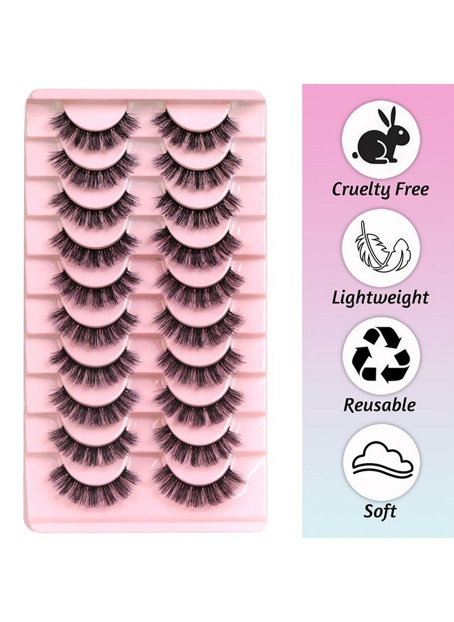 Eyelashes Dd Curl Russian Strip Lashes Wispy False Eyelashes That Like Lash Extensions 10 Pairs Soft Fake Lashes Pack (D03)