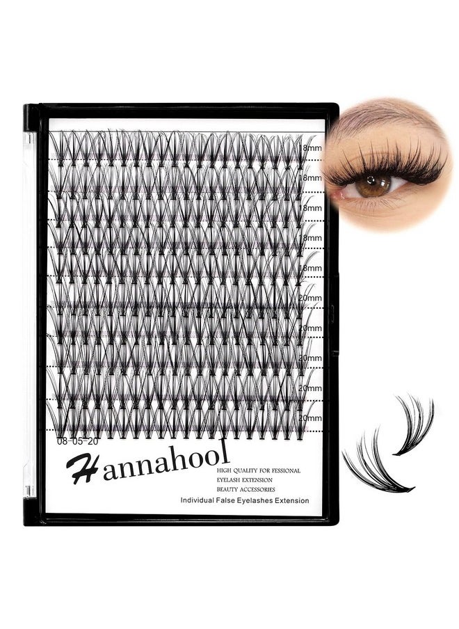 200Pcs 20Roots Individual False Lashes Mixed 8-10-12-14Mm/9-11-13-15Mm/10-12-14-16Mm/16-18Mm/18-20Mm 0.07 Thickness Natural Cluster Lashes Makeup Volume Eye Lashes Extensions (18+20Mm)