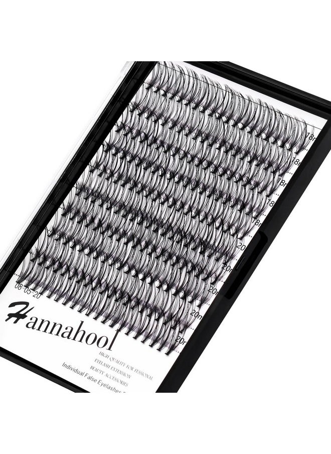 200Pcs 20Roots Individual False Lashes Mixed 8-10-12-14Mm/9-11-13-15Mm/10-12-14-16Mm/16-18Mm/18-20Mm 0.07 Thickness Natural Cluster Lashes Makeup Volume Eye Lashes Extensions (18+20Mm)