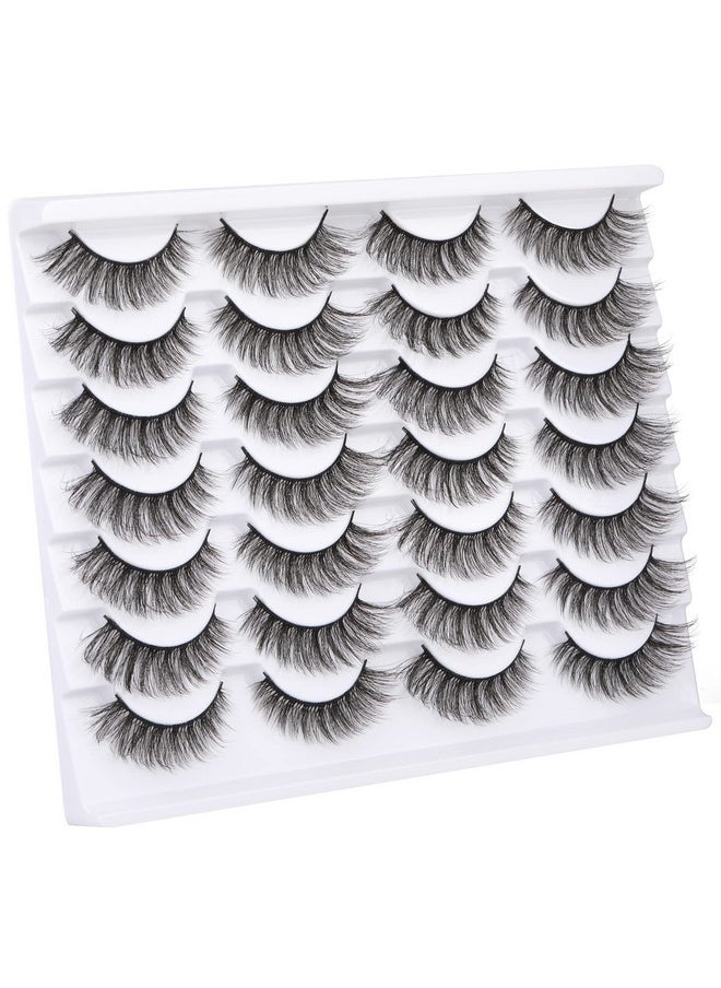 Lashes Mink Natural Look Cat Eye Wispy False Eyelashes Fluffy Volume Long Fake Eye Lashes Pack 3D Strip Faux Mink Eyelashes 14 Pairs