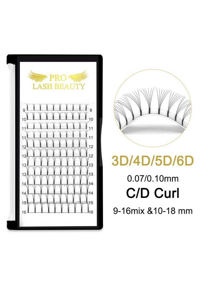 Premade Volume Eyelash Extensions 6D-D-0.07-9-16Mix Long Stem Premade Fans Eyelash Extensions .07 .10 Premade Volume Fans Volume Lash Extensions C D Curl(6D-D-0.07,9-16 Mix)