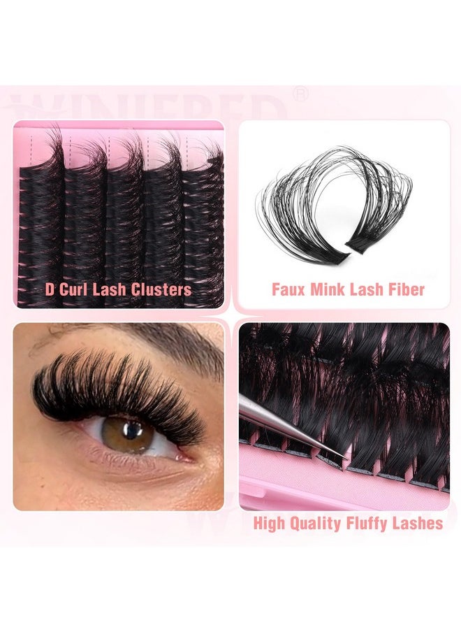 Lash Clusters 25Mm Fluffy Cluster Eyelash Extensions 100D Thick Volume Eyelash Clusters D Curl Long Individual Lashes Wispy Lash Clusters Diy Lash Extension