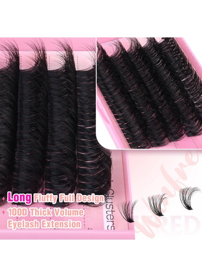 Lash Clusters 25Mm Fluffy Cluster Eyelash Extensions 100D Thick Volume Eyelash Clusters D Curl Long Individual Lashes Wispy Lash Clusters Diy Lash Extension