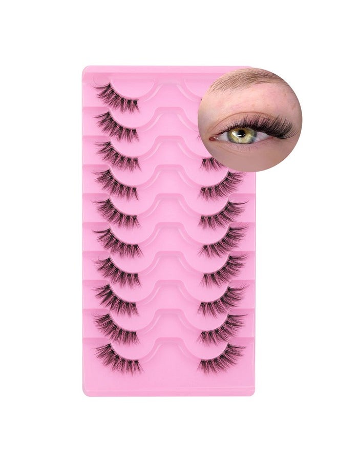 Hes Natural Look Wispy Curly Cat Eye Cluster Lashes Fluffy 14 Mm Clear Band Accent Short False Eyelashes That Look Like Extensions 10 Pairs By Fanxiton