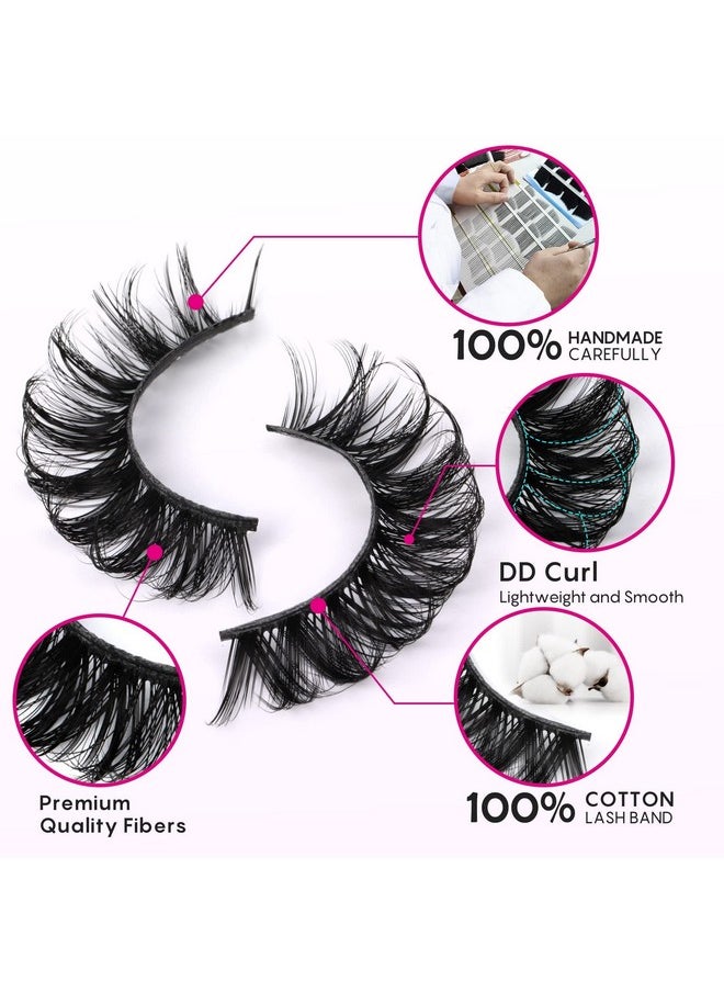 False Lashes Natural Look 14-17Mm Fluffy Faux Mink Lashes D Curl Eyelashes Natural Lashes Strips Fake Lashes Pack 4 Styles Mixed Volume Eye Lashes 20 Pairs Multipack