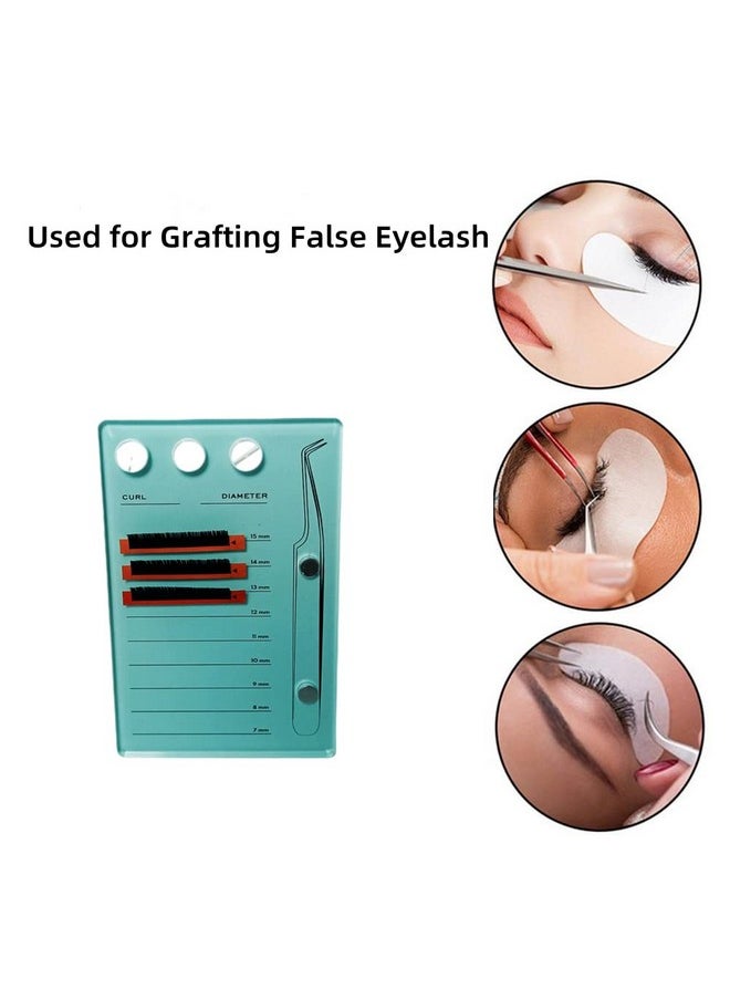 Acrylic Eyelash Extension Eye Lash Pallet Tool, Grafting False Eyelash Organizer Extension Pad Lash Tray Gasket Adhesive Glue Holder (Blue With Scale)