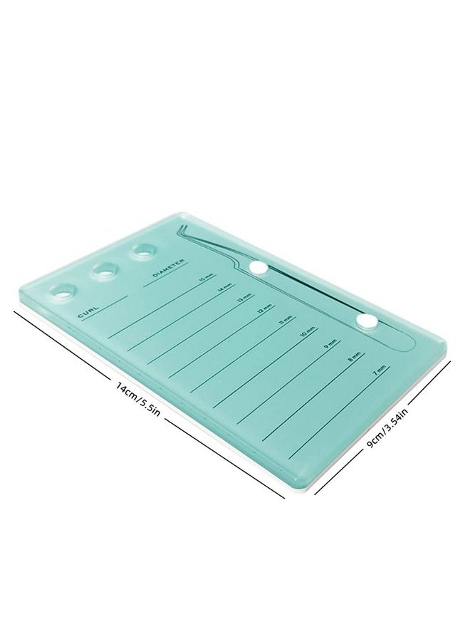 Acrylic Eyelash Extension Eye Lash Pallet Tool, Grafting False Eyelash Organizer Extension Pad Lash Tray Gasket Adhesive Glue Holder (Blue With Scale)