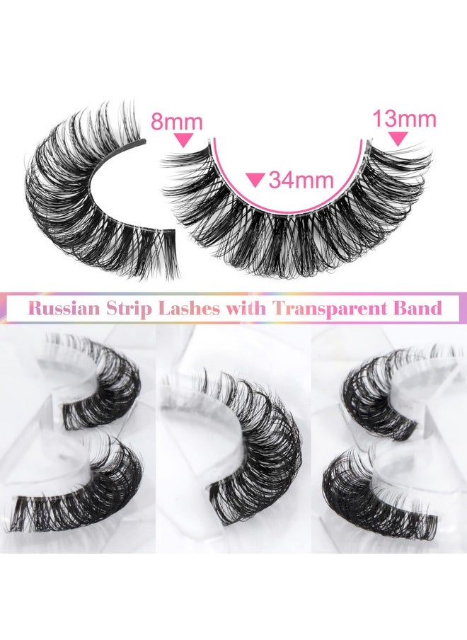 Natural Lashes Russian Strip Eyelashes False Wispy Fluffy D Curl Fake Eye Lashes Cat Eye Short Faux Mink Eyelashes Pack Lashes Look Like Lash Extensions 10 Pairs