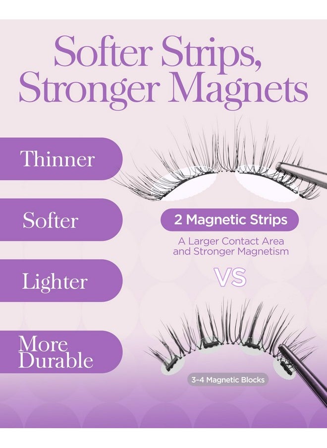 Magnetic Eyelashes, Soft Natural Look Magnetic Lashes Kit, Magnets False Eyelashes With Applicator Reusable No Glue Needed Magnetic Eyelashes Kit Easy To Wear And Remove (1 Pair,Sme013)