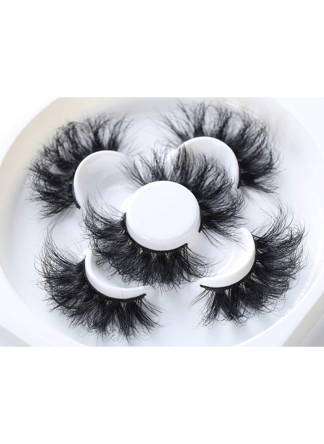 25Mm Lashes Mink 3 Pairs False Eyelashes Dramatic Look Lashes 25Mm Set Pack 3D Lashes Long Volume Mink Eyelashes(Wys-Shd-3)