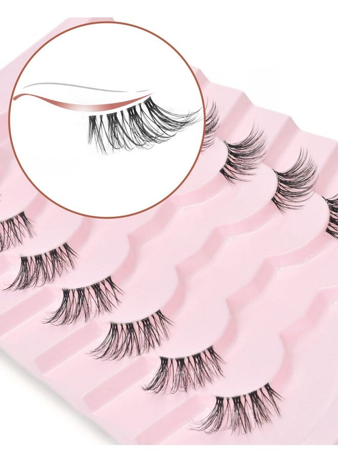 Half Eyelashes Corner Lashes Natural Lashes Half Lashes Wispy End Lashes Corner Eyelashes 3/4 Lashes Clear Band Lashes 7 Pairs C03 (6Mm-15Mm)