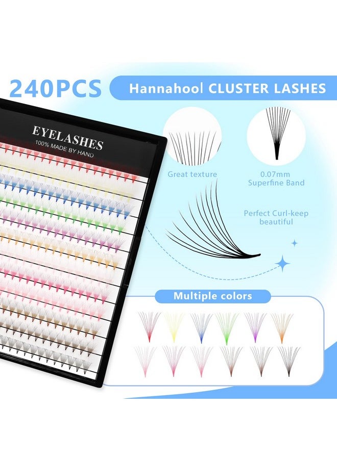 12 Colors Mix 240Pcs 10D Premade Fans Nature Long Volume Eye Lashes Extensions Soft And Light Weight Colorful Individual False Eyelashes Cluster 8-16Mm To Choose (14Mm)