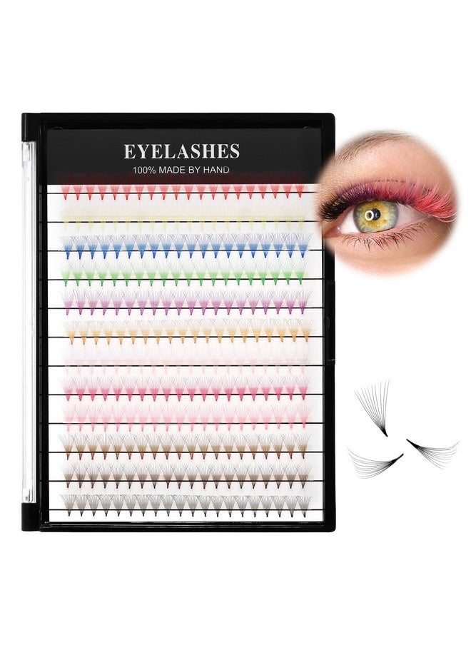 12 Colors Mix 240Pcs 10D Premade Fans Nature Long Volume Eye Lashes Extensions Soft And Light Weight Colorful Individual False Eyelashes Cluster 8-16Mm To Choose (14Mm)