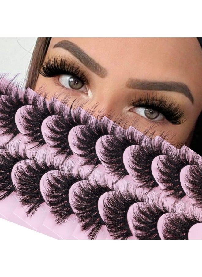 Elashes Fluffy Mink Lashes 20 Mm Cat Eye Lashes Long 5D Wispy Dramatic Fanxiton Eye Lashes 10 Pairs Pack