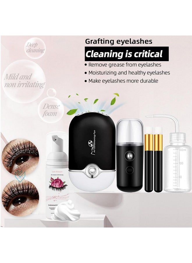 Lash Extension Kit Professional Eyelash Extensions Supplies Training For Beginners Mannequin Head Grafting Lash Usb Fan Lash Shampoo Brush Spraye 0.07D Curl Mix 8-15Mm Practice Eyelash Strips