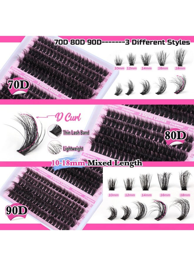 Sh Extension Mink Thick Cluster Eyelash Extensions 10-18Mm Lash Clusters Individual Lash Extensions Diy Clusters Lashes Extension At Home By Focipeysa (300Pcs-70P+80P+90P 10-18Mm)