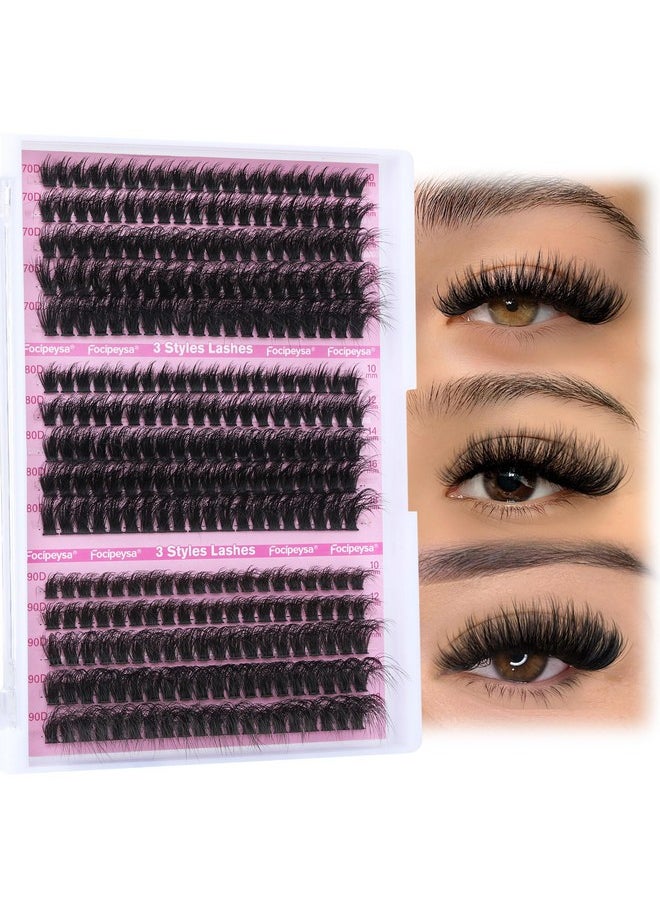 Sh Extension Mink Thick Cluster Eyelash Extensions 10-18Mm Lash Clusters Individual Lash Extensions Diy Clusters Lashes Extension At Home By Focipeysa (300Pcs-70P+80P+90P 10-18Mm)