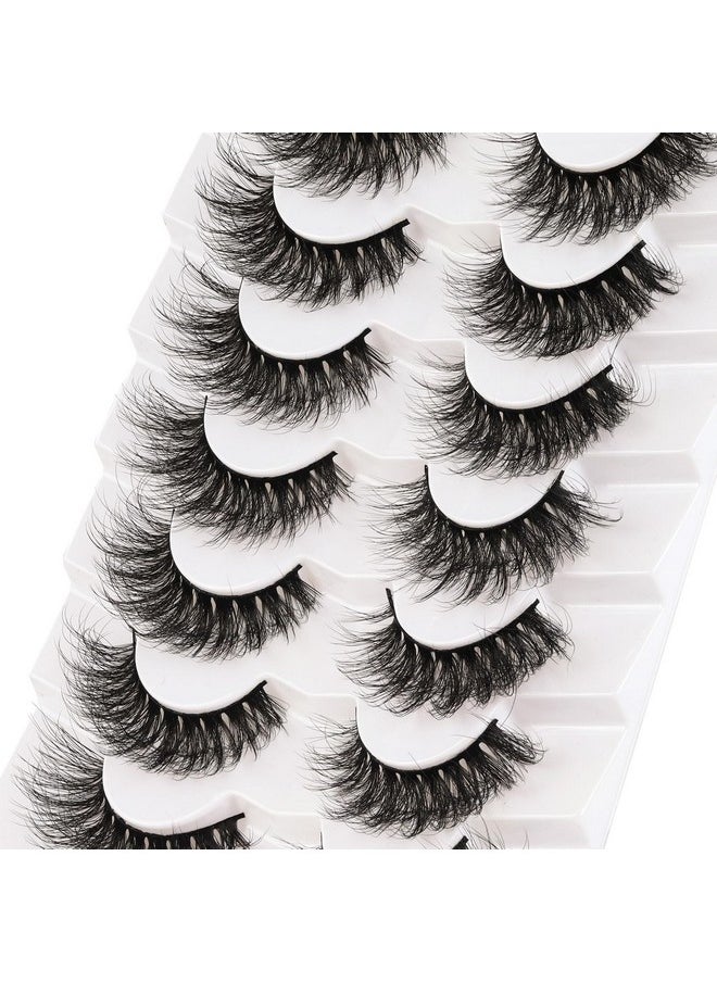 False Eyelashes Wispy Faux Mink Lashes Fluffy Handmade Fake Eyelashes Natural Look 7 Pairs Pack Luxury Cat Eye Lashes (804)