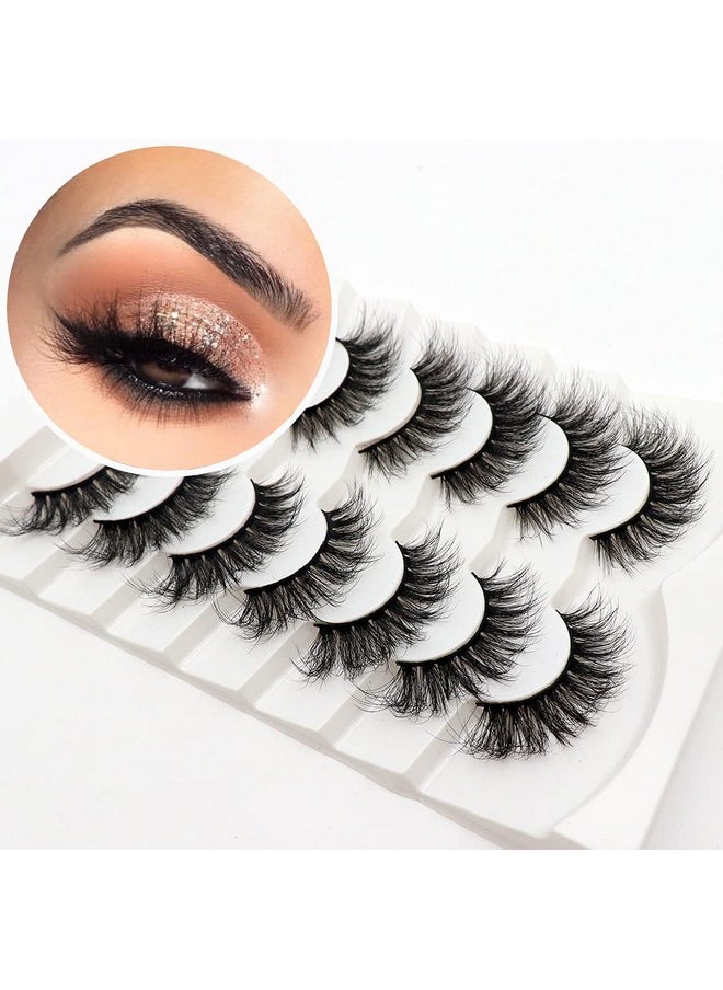 False Eyelashes Wispy Faux Mink Lashes Fluffy Handmade Fake Eyelashes Natural Look 7 Pairs Pack Luxury Cat Eye Lashes (804)