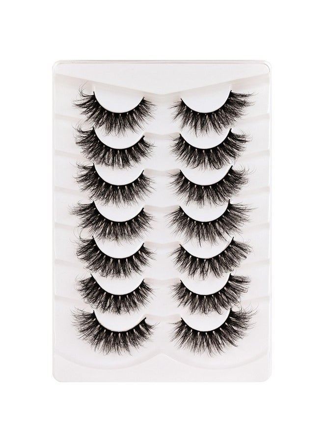 False Eyelashes Wispy Faux Mink Lashes Fluffy Handmade Fake Eyelashes Natural Look 7 Pairs Pack Luxury Cat Eye Lashes (804)