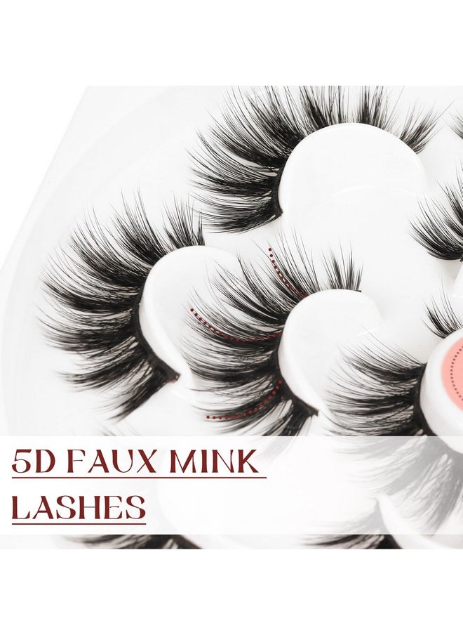 5D Faux Mink Lashes Handmade Luxurious Volume Fluffy Natural False Eyelashes 7 Pairs (Dubai)