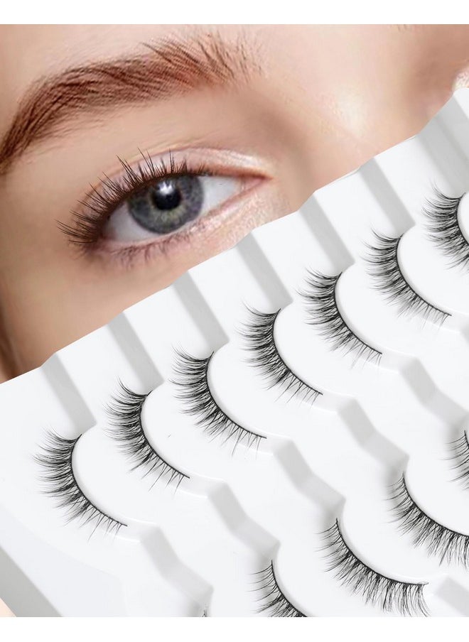 Natural Lashes Wispy Lashes Natural Look False Eyelashes Natural Flared Eyelashes False Eye Lashes Soft Fluffy Lashes 7 Pairs Hf50-Short Lashes