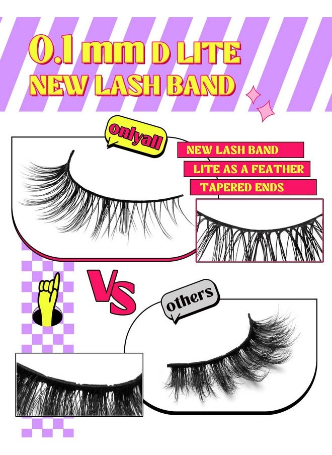 Natural Lashes Wispy Lashes Natural Look False Eyelashes Natural Flared Eyelashes False Eye Lashes Soft Fluffy Lashes 7 Pairs Hf50-Short Lashes