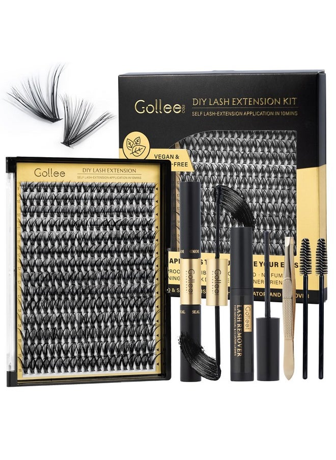 Lusters Kit Individual Lash Extension Kit 280 Pcs D Curl 9-16Mm Diy Eyelash Extensions Kit With Lash Bond And Seal Waterproof And Cluster Lashes Glue Remover Lash Applicator By Gollee