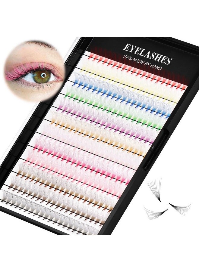 12 Colors Mix 240Pcs 10D Premade Fans Nature Long Volume Eye Lashes Extensions Soft And Light Weight Colorful Individual False Eyelashes Cluster 8-16Mm To Choose (15Mm)