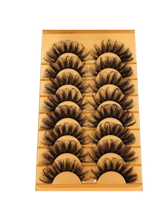 False Lashes Fluffy Mink Eyelashes 18Mm Lashes Pack 8D Mink Curly Faux Mink Lashes Volume Dramatic Lashes 8 Pairs