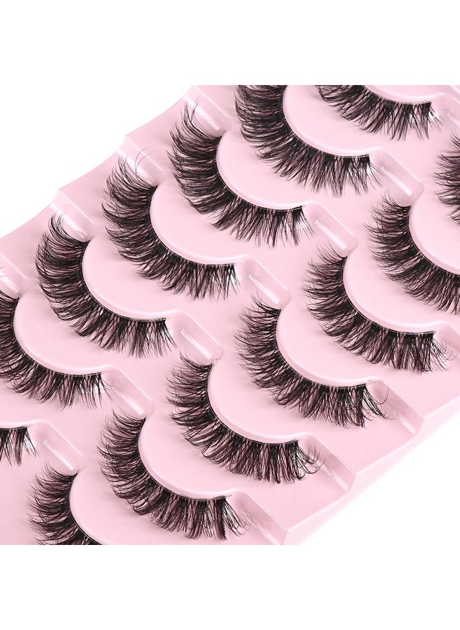 Cat Eye Lashes Natural Eyelashes Short Wispy Lash Strips Volume Eyelash Cateye Medium Length False Lashes Natural Looking Hybrid Clusters Full Strip Lashes (A1 | 8-14Mm)