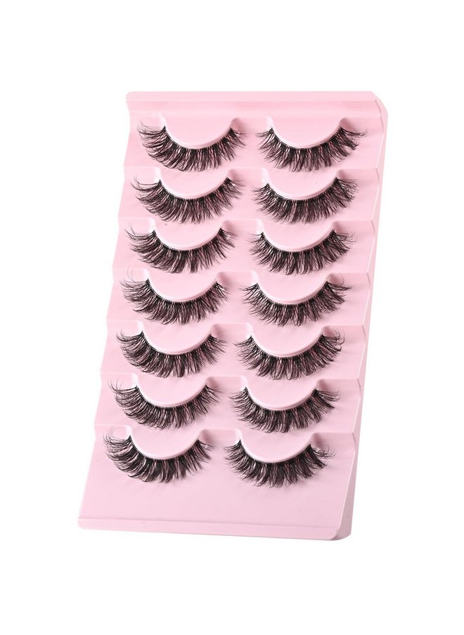 Cat Eye Lashes Natural Eyelashes Short Wispy Lash Strips Volume Eyelash Cateye Medium Length False Lashes Natural Looking Hybrid Clusters Full Strip Lashes (A1 | 8-14Mm)