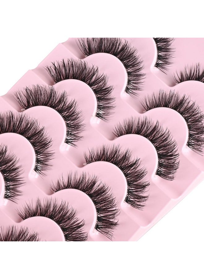 Cat Eye Lashes Natural Eyelashes Short Wispy Lash Strips Volume Eyelash Cateye Medium Length False Lashes Natural Looking Hybrid Clusters Full Strip Lashes (A1 | 8-14Mm)