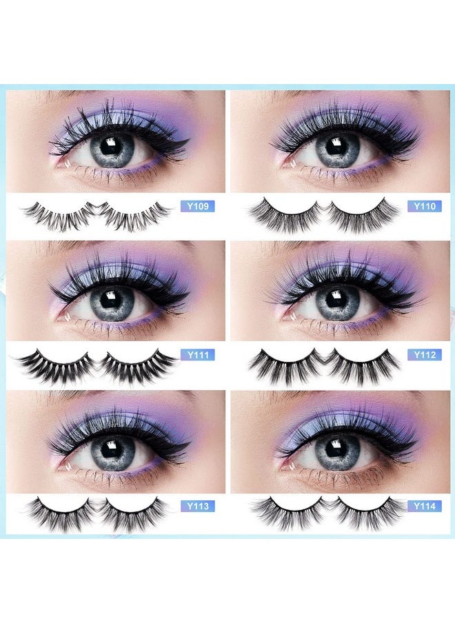 Lashes 30 Pairs 6 Styles Faux Mink Eyelashes, Fake Eyelashes Natural Look To Dramatic Volume False Lashes, 3D Lashes Pack With Eyebrow Grooming Kit