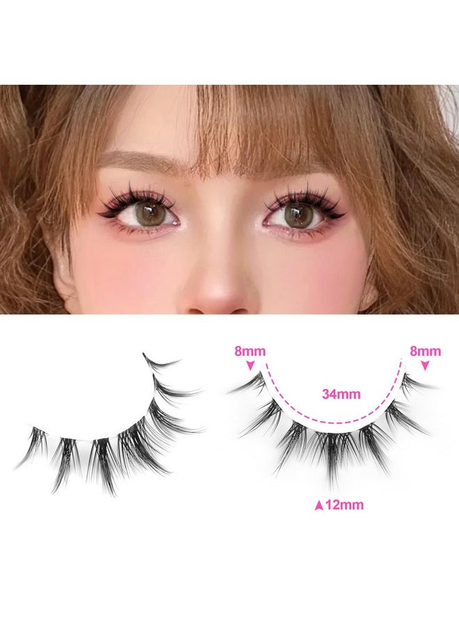 Manga Lashes With Glue Anime Lashes Natural Look Eyelashes With Glue Korean Makeup Clear Band Cluster Lashes With Eyelash Glue Manhua Lashes Extension Wispy Lashes Cosplay Manga Lash Clusters