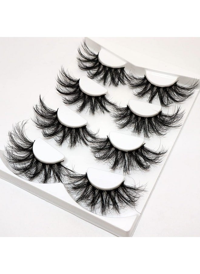 25Mm Lashes Big Fluffy False Eyelashes 3D Dramatic Long Volume Faux Mink Lashes Pack 4 Pairs