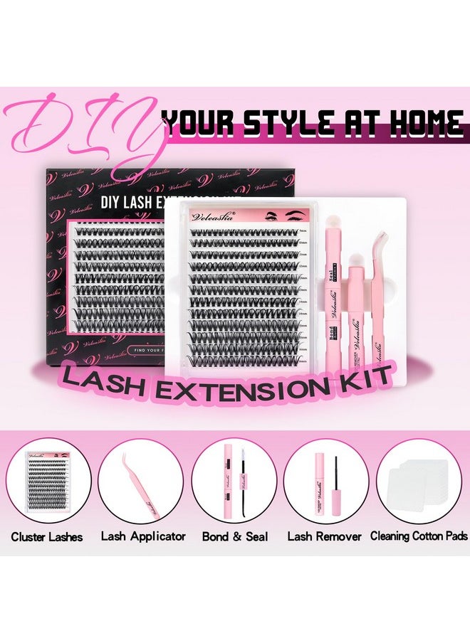 Diy Lash Extension Kit 240Pcs Individual Lashes Eyelash Extension Kit 40D-0.07D-9-16Mix Cluster Lashes Kit Wispy Fluffy Diy Lash Extension At Home For Beginners (Venus 40D Kit,9-16Mm)