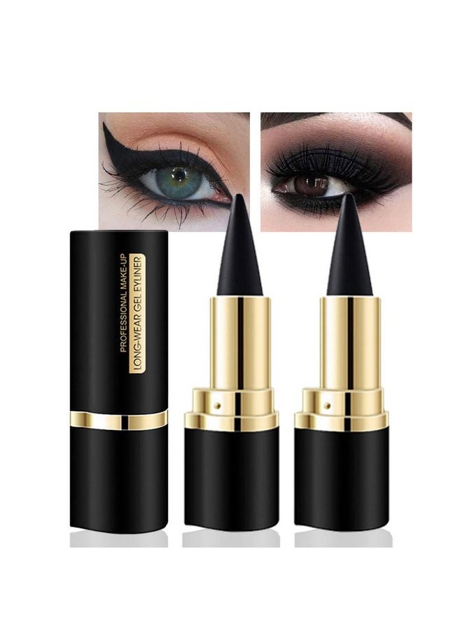 2Pcs Black Gel Lipstick Eyeliner Pencils Pen Eye Black Face Paint Stick Long Wear Gel Natural Black Eyeliner Cream Waterproof Smudge Proof Smokey Eye Liners Crayon Halloween Makeup Lapiz De Ojos