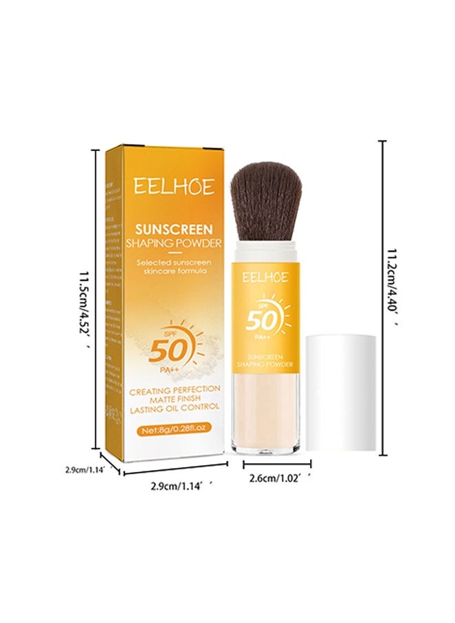 Sunscreen Shaping Powder, Selected sunscreen skincare formula, SPF 50 PA++, UVA And UVB Protection, No Parabens, Gluten Free, Vegetarian, Hypo-Allergenic, Long-Lasting Lightweight Breathable Sunscreen Power, With Soft Sunscreen Brush