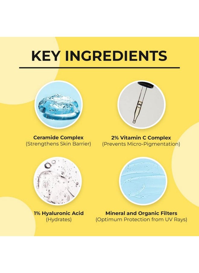 Ceramide & Vitamin C Sunscreen|In-Vivo Tested|Spf 50+ Pa+++|Bright Skin, Healthy Glow|Non-Greasy, Quick-Absorbing|No White Cast|Uva/B, Bluelight Protection|Women & Men|All Skin Types, 80G