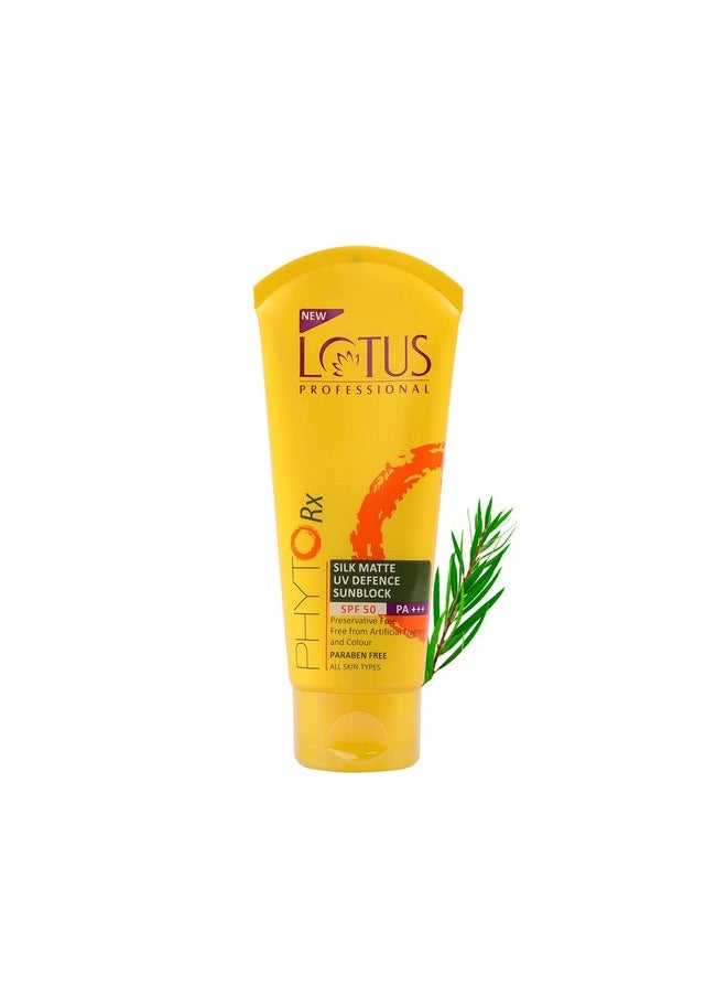 Professional Phytorx Silk Matte Cream Sun Defence Spf 50 Pa+++, Refreshing, Preservative Free, White, 75 G