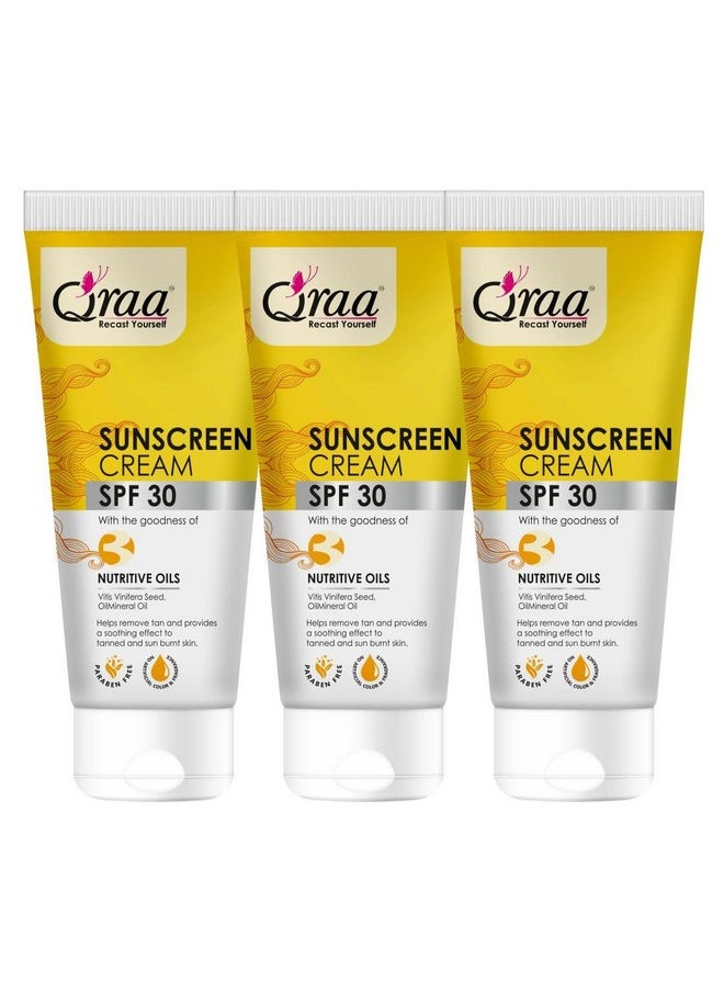 Sunscreen - Spf 30 Pa++++ Sunscreen Cream Spf 30|Helps Remove Tan|Helps In Sun Burn| Pack Of 3 (300Gm, 3)