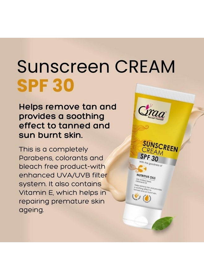 Sunscreen - Spf 30 Pa++++ Sunscreen Cream Spf 30|Helps Remove Tan|Helps In Sun Burn| Pack Of 3 (300Gm, 3)