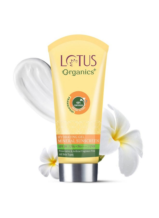 Hydrating Gel Mineral Sunscreen | No White Cast | Fast Absorbing | Certified Organic | Spf 30 | Pa+++ | Sulphate & Paraben Free | All Skin Types | 100G