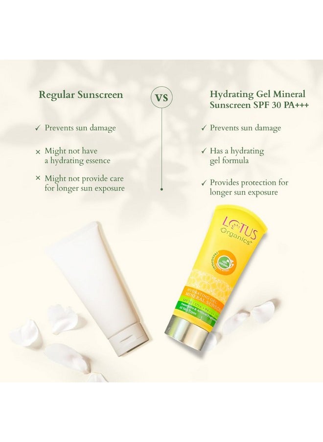 Hydrating Gel Mineral Sunscreen | No White Cast | Fast Absorbing | Certified Organic | Spf 30 | Pa+++ | Sulphate & Paraben Free | All Skin Types | 100G