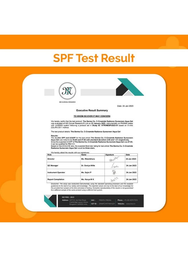 C-Cinamide Sunscreen For All Skin Types Spf 50 Aqua Gel, With Vitamin C & Niacinamide, Pa++++, Lightweight, No White Cast For Sun Protection & Glowing Skin - 50Gm, Pack Of 1
